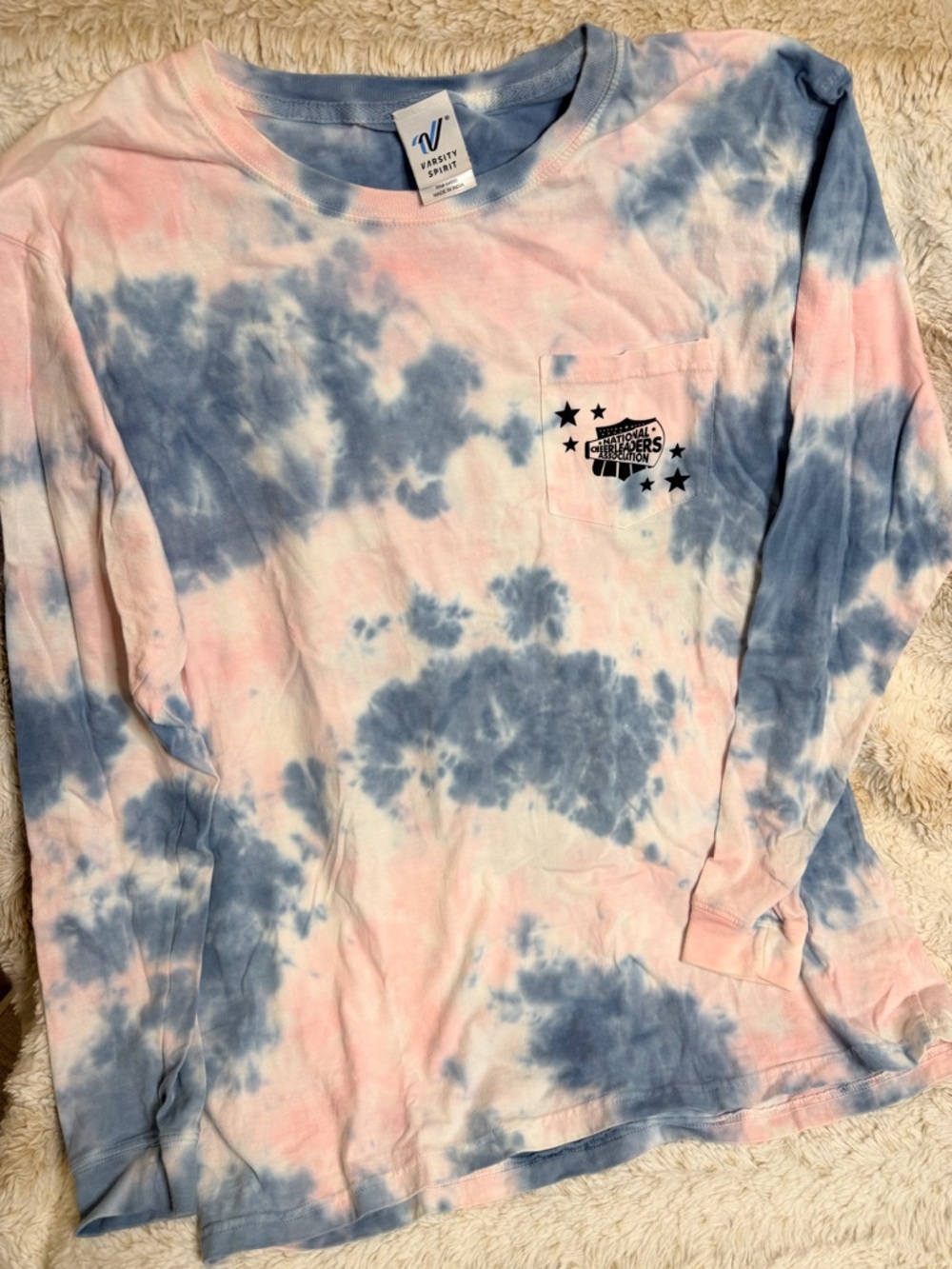 Tie-Dye Long Sleeve Pocket Tee - Pink & Blue